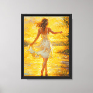 Golden Sunset Woman Canvas Wall Art