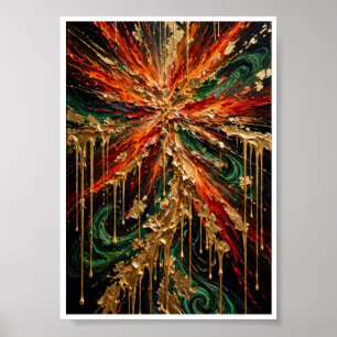 Golden Supernova - Luxury Emerald Fire and Gold Dr Poster