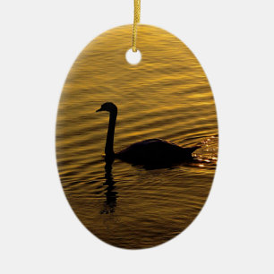 Golden Swan Ceramic Tree Decoration