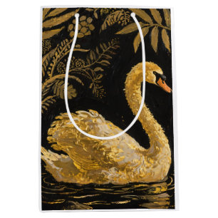 Golden Swan on a Midnight Pond Medium Gift Bag