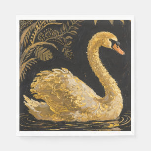 Golden Swan on a Midnight Pond Napkin
