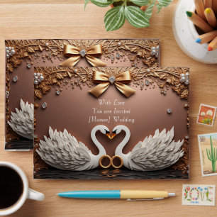 Golden Swan Rings Romantic Wedding Layout Envelope