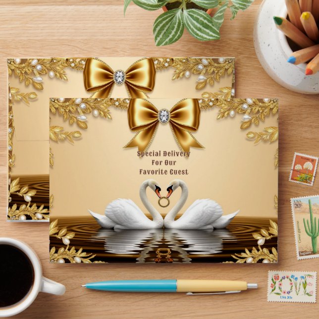 Golden Swan Wedding  Ceremony Suite Envelope (Desk)