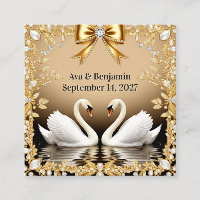 🦢 Golden Swan Wedding Details Insert Theme (Front)