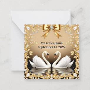 🦢 Golden Swan Wedding Details Insert Theme Card