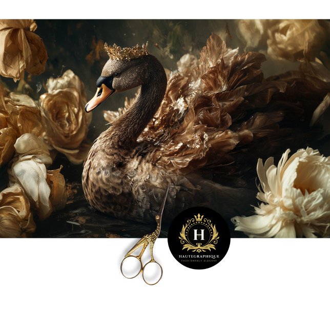 Golden Swan with Crown and Cream Florals Decoupage Tissue Paper (Creator Uploaded)