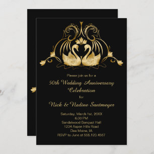 Golden Swans 50th Wedding Anniversary Celebration Invitation