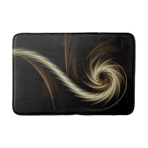 Golden Swirl Across Black Bath Mat