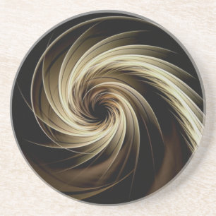 Golden Swirl Across Black Coaster