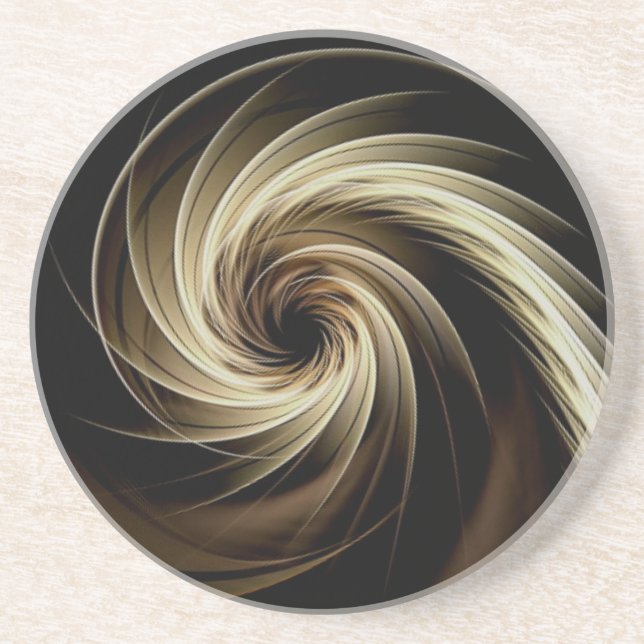 Golden Swirl Across Black  Coaster (Front)