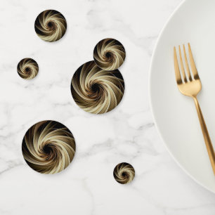 Golden Swirl Across Black  Confetti