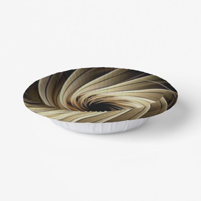 Golden Swirl Across Black  Paper Plate (Angled)