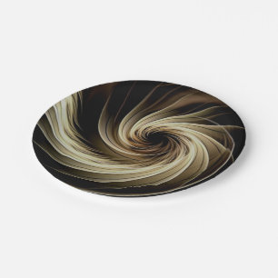 Golden Swirl Across Black  Paper Plate
