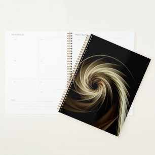 Golden Swirl Across Black Planner
