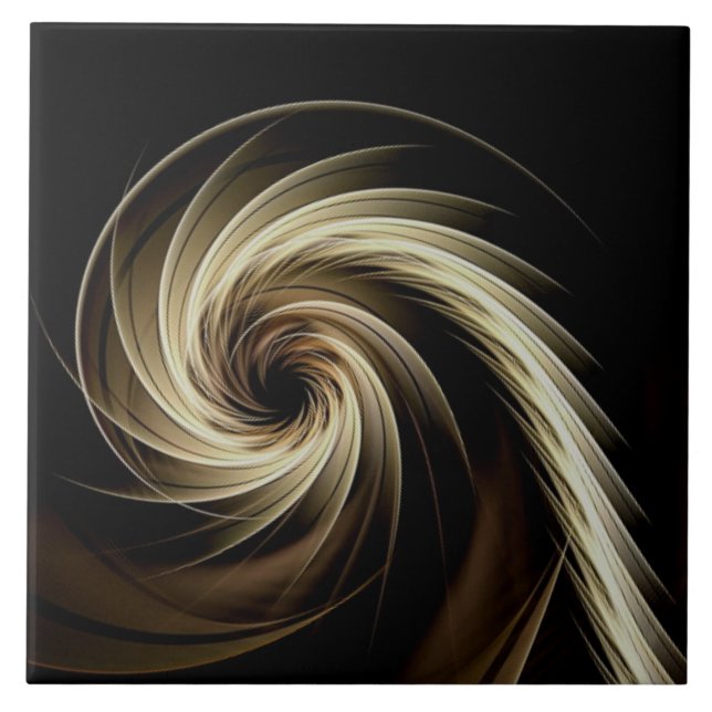 Golden Swirl Across Black  Tile (Front)
