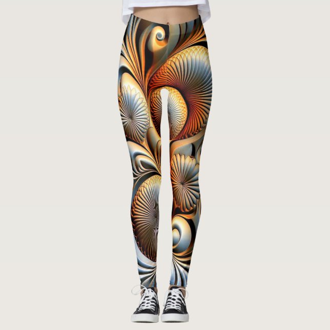 Golden Swirl Elegance Leggings (Front)