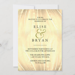 Golden Swirl Simple Modern Typography Wedding Invitation