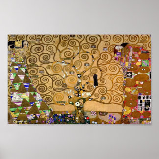 Golden Swirling Tree of Life Art Deco Symbolic  Poster