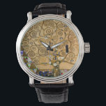 Golden Swirling Tree of Life Art Deco Symbolic  Watch<br><div class="desc">Bring a touch of timeless symbolism and artistic brilliance to your space with this Gustav Klimt’s The Tree of Life piece, printed on a clasic modern watch face. This celebrated masterpiece is renowned for its swirling, golden branches that twist and spiral across a luminous backdrop, creating a mesmerising tapestry of...</div>