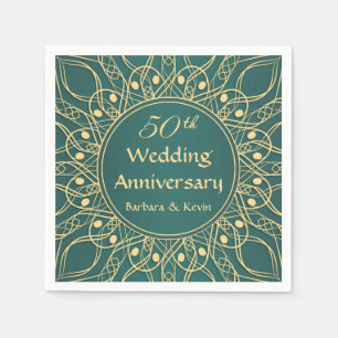 Golden swirls 50th Wedding Anniversary Napkin