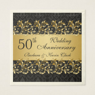 Golden swirls 50th Wedding Anniversary Napkin