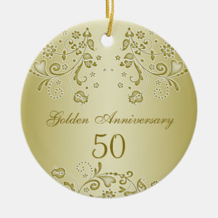 Golden swirls 50th Wedding Anniversary Ornament