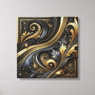 Golden Swirls and Curves Canvas Art