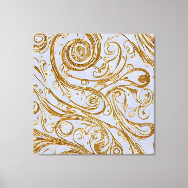 Golden Swirls: Elegance Unfurled Canvas Print (Front)