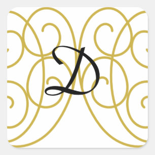GOLDEN SWIRLS MONOGRAMMED STICKER TEMPLATE