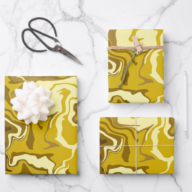 Golden Swirls Wrapping Paper Sheet (Front)