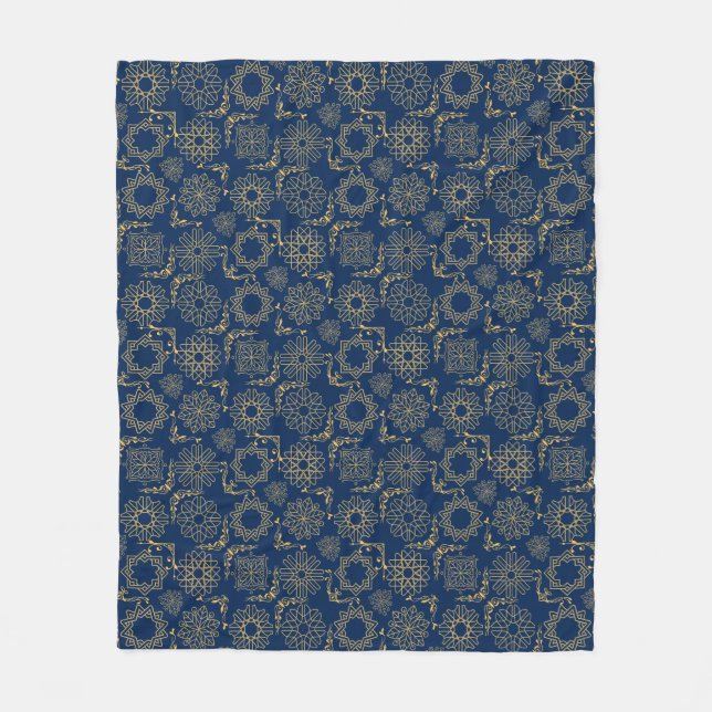 Golden Symbols Pattern 12.bw Black BG  Fleece Blanket (Front)