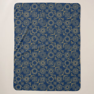 Golden Symbols Pattern 12.bw Black BG Sherpa Blanket
