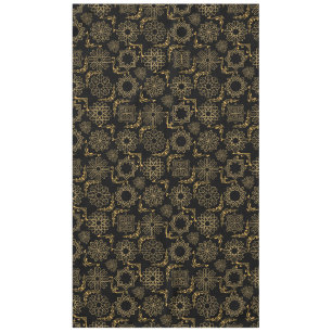 Golden Symbols Pattern 12.bw Black BG Tablecloth