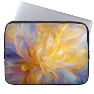 Golden Symphony of Blooming Abstract Petals Laptop Sleeve