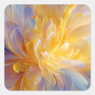 Golden Symphony of Blooming Abstract Petals Square Sticker