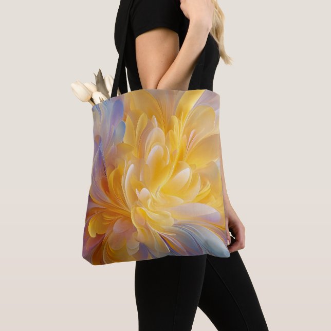 Golden Symphony of Blooming Abstract Petals Tote Bag (Close Up)