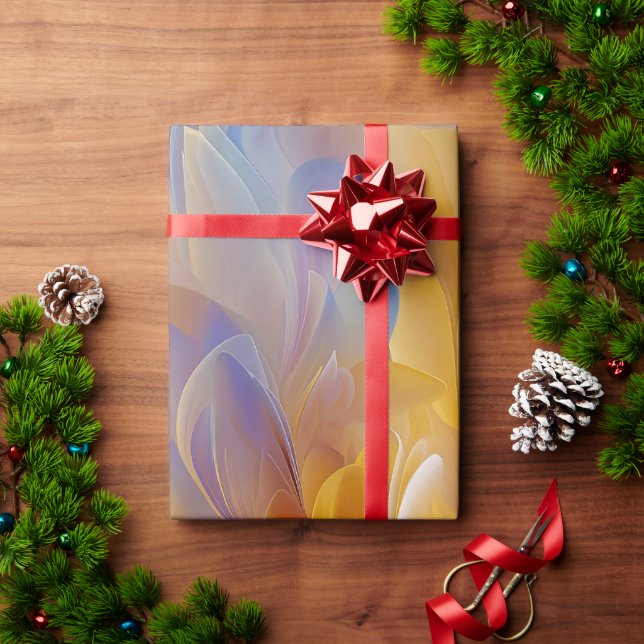 Golden Symphony of Blooming Abstract Petals Wrapping Paper (Holiday Gift)
