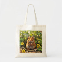 Golden Syrian Hamster In A Flower Field