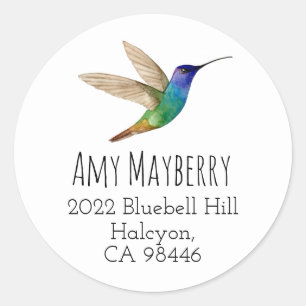 Golden-tailed Sapphire Hummingbird return address  Classic Round Sticker