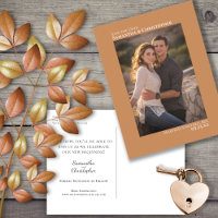 Golden Tan Minimalist Photo Wedding Save the Date