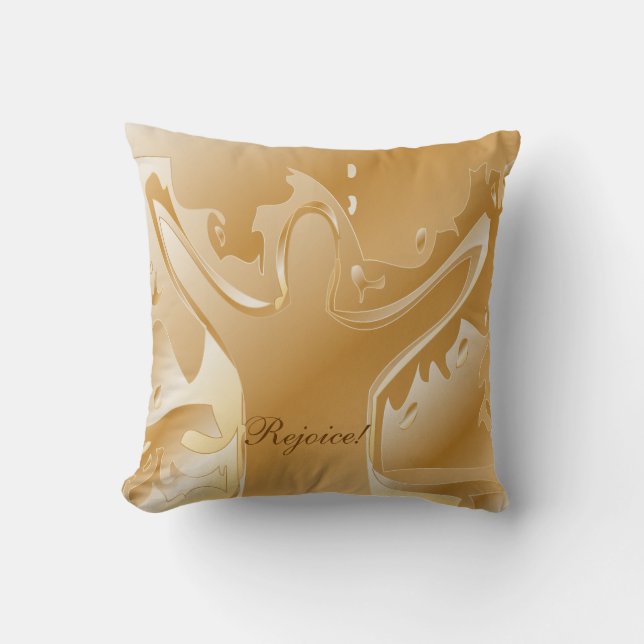 Golden / Tan Rejoice Throw Pillow (Front)