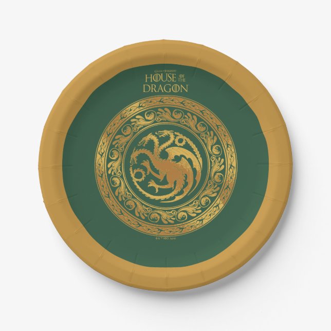 Golden Targaryen Crest Paper Plate (Front)