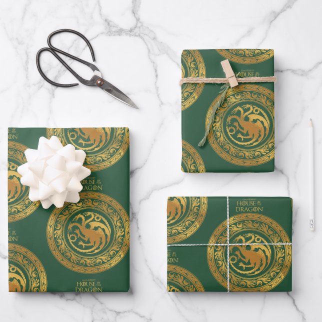 Golden Targaryen Crest Wrapping Paper Sheet (Front)