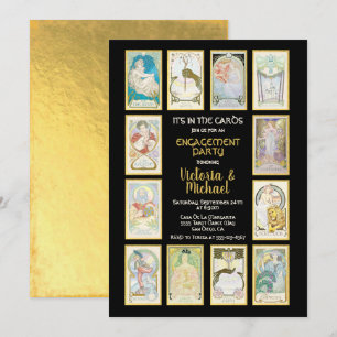 Golden Tarot Card Engagement Party Invitations