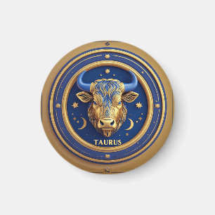 Golden Taurus Bull In Cosmic Zodiac Circle Magnet
