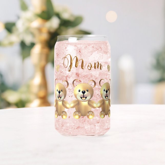 Golden Teddy Bear Can Glass (Insitu (Wedding))