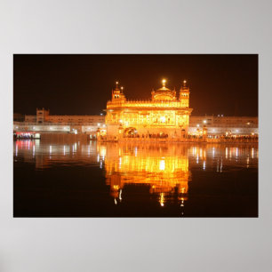 Golden Temple Amritsar North India at Night Poster
