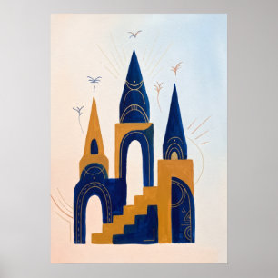 Golden Temple Ascension Spiritual Wall Art