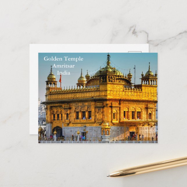Golden Temple India Vintage Tourism Travel Add Postcard (Front/Back In Situ)
