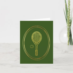 Golden Tennis Racket and Ball Outline Card